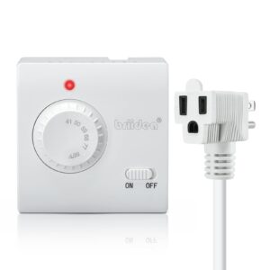 Adjustable Thermostat, Plug in Heating & Cooling Thermostat with LED Indicator, Compatible with Space Heater, Window Air Conditioners, Fans, Ideal for Household, Reptile, Greenhouse