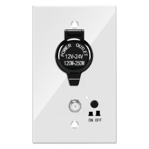 RV TV Antenna Panel, Motorhome TV Antenna Control Panel with a Cigarette Lighter Socket, Dual Separator for The Second TV, Sensitive Signal Reception