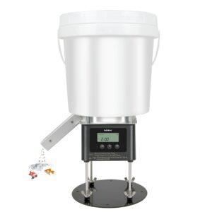 Automatic Fish Feeder for Pond, Outdoor Pond Feeder with 4L Capacity, Timed Feeding, Anti Clog System, Wildlife - Proof Design & Waterproof Housing