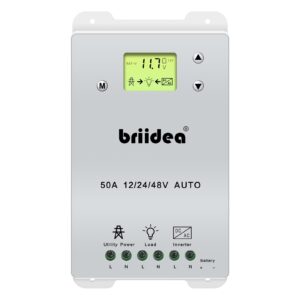 Automatic Transfer Switch, 50A 5500 Watt ATS Dual Power Controller for Off Grid Solar Wind Systems DC 12V 24V 48V AC 110V 220V