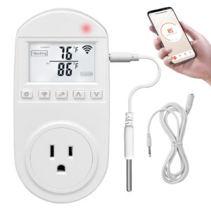 New Generation! Smart WiFi Heating Cooling Temperature Controlled Outlet, Compatible with Alexa, Google Assistant, Ideal for Household, Greenhouse, Reptile, Incubator, 110V 16A