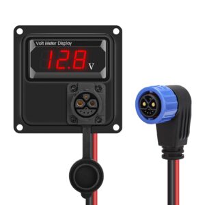 Battery Trolling Plug 12V/24V DC to DC Connector, Trolling Motor Plug with Battery Voltage Meter (8-30V), Easier Operation, Superior Anti-rust and Corrosion for Freshwater and Saltwater