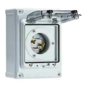 30 Amp Power Inlet Box, NEMA 3R Generator Inlet Box, NEMA L14-30P, 125/250 Volt, 7500 Watts Generator Transfer Switch, Weatherproof for Outdoor Use, ABS, Gray