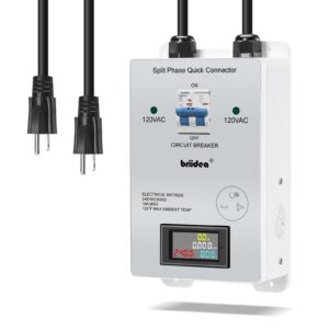 110V to 220V Quick Connectors, DIY 220-240V Power Supply from Two 110/120V AC Circuits, 220V 15AC Output Outlet, Charge The Car (GFCI Outlet Circuit Tester Included), LCD Display