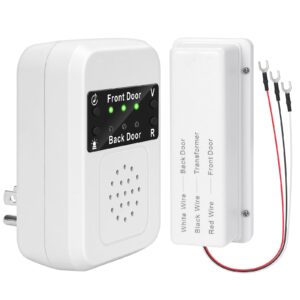 Doorbell Extender with Dual Door Indicator Lights (Green for Front, Red for Back), Converts Wired System to Wireless, 650ft Range, 120dB Volume, Ideal for Garage & Basement