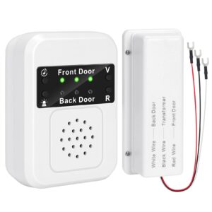 Doorbell Extender, Converts Wired System to Wireless, Dual Light Alerts for Two Doors (Green?CFront, Red?CBack), 650ft Long Range, Loud 120dB Chime, for Wired Doorbells for Garage or Basement