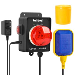 New Upgrade! Sump Pump Alarm, Indoor/Outdoor High Water Septic Tank Alarm with Dual Power Supply Design, 110dB Alarm, Large LED Indicator, AC Power Light Test Button 10ft Float Switch